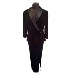 Like New Black Velvet Full Length 2-Piece Formal